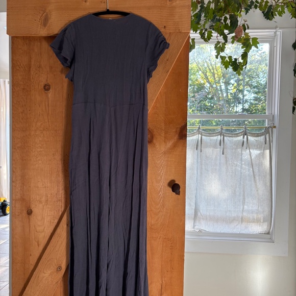 Navy blue jumpsuit with tie and cutout - Picture 3 of 7